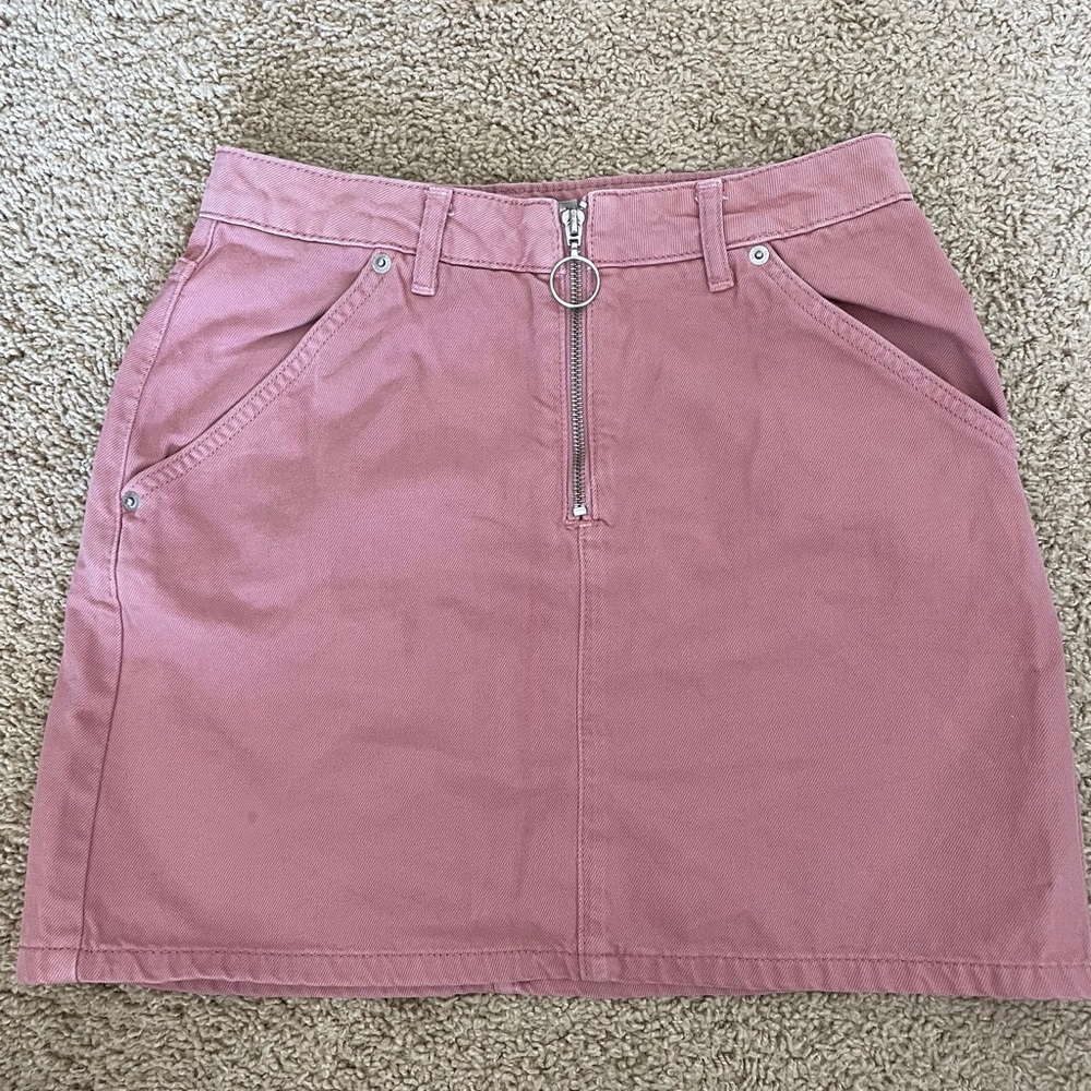 TopShop pink denim mini skirt size 6